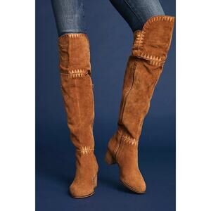 NEW ANTHROPOLOGIE $265 MATISSE COCONUTS EMBROIDERED SUEDE OVER THE KNEE BOOTS 8